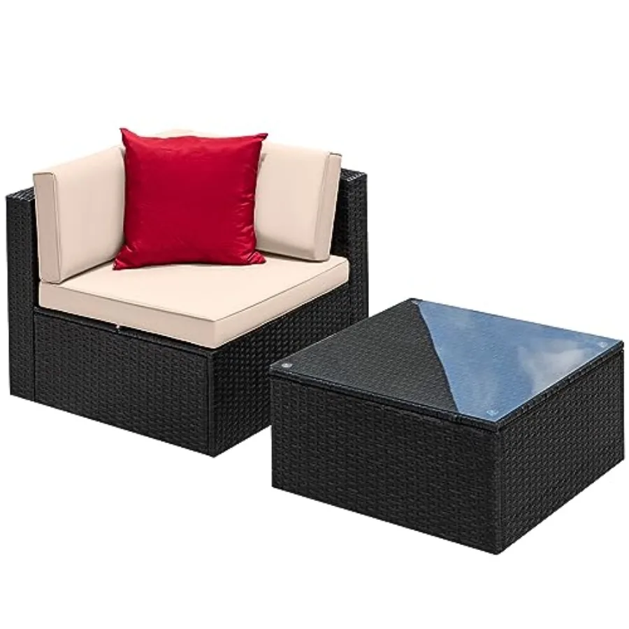 2 Piece Patio Furniture Set for Garden Lawn Poolside: All Weather PE Rattan Outdoor Sofa Set in Beige with Single Sofa and Tabl
2 Piece Patio Furniture Set for Garden Lawn Poolside: All Weather PE Rattan Outdoor Sofa Set in Beige with Single Sofa and Tabl