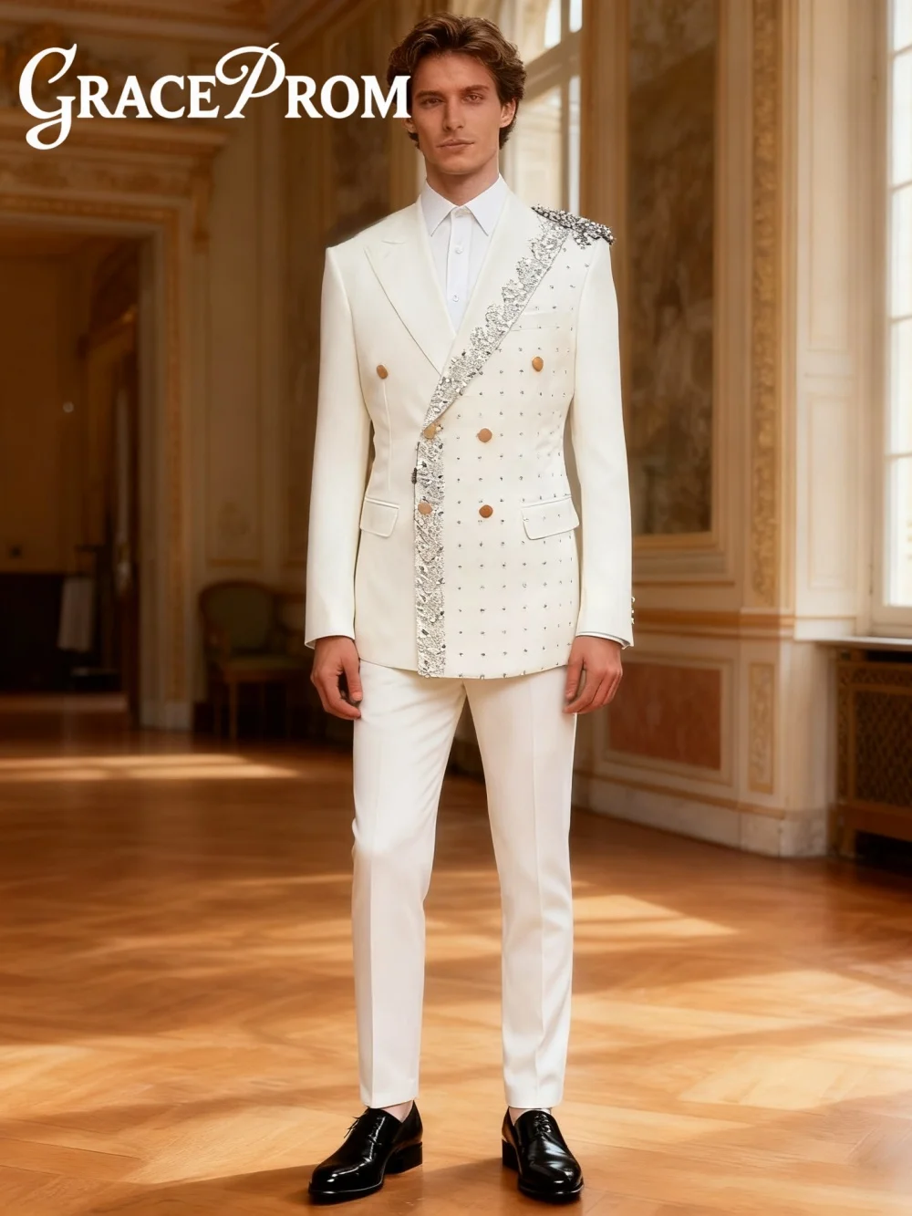 Formal Double-Breasted Men's Suit Set 2PCS For Wedding Classic Crystal Groom Suit Party Suit Blazers Pants Exquisite Men's Suit
Formal Double-Breasted Men's Suit Set 2PCS For Wedding Classic Crystal Groom Suit Party Suit Blazers Pants Exquisite Men's Suit