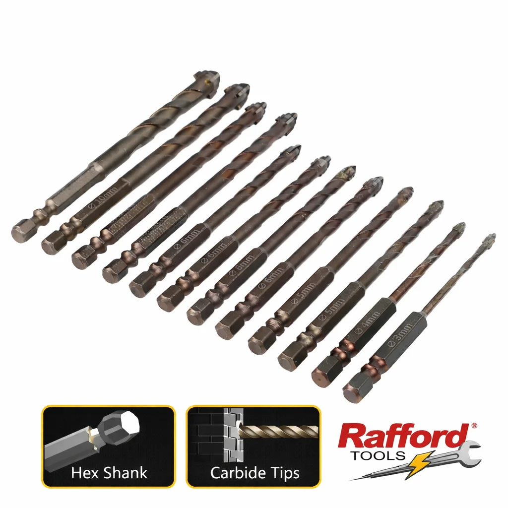 Rafford12PCS Eccentric Drill Bit Set, 1/4" Hex Shank, 3-12mm Carbide Drill Bits for Wood, Metal, Glass
Rafford12PCS Eccentric Drill Bit Set, 1/4" Hex Shank, 3-12mm Carbide Drill Bits for Wood, Metal, Glass