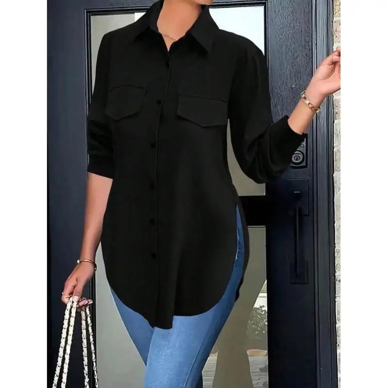 Длинные повседневные женские однотонные пуговицы с разрезом спереди, полиэфирная ткань, трапециевидной формы, све све семи четвертей, длина
Длинные повседневные женские однотонные пуговицы с разрезом спереди, полиэфирная ткань, трапециевидной формы, све све семи четвертей, длина