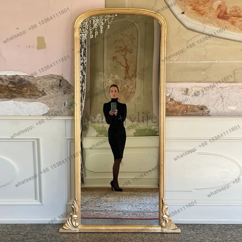 French full-body mirror European court style retro carved floor mirror household arch
French full-body mirror European court style retro carved floor mirror household arch