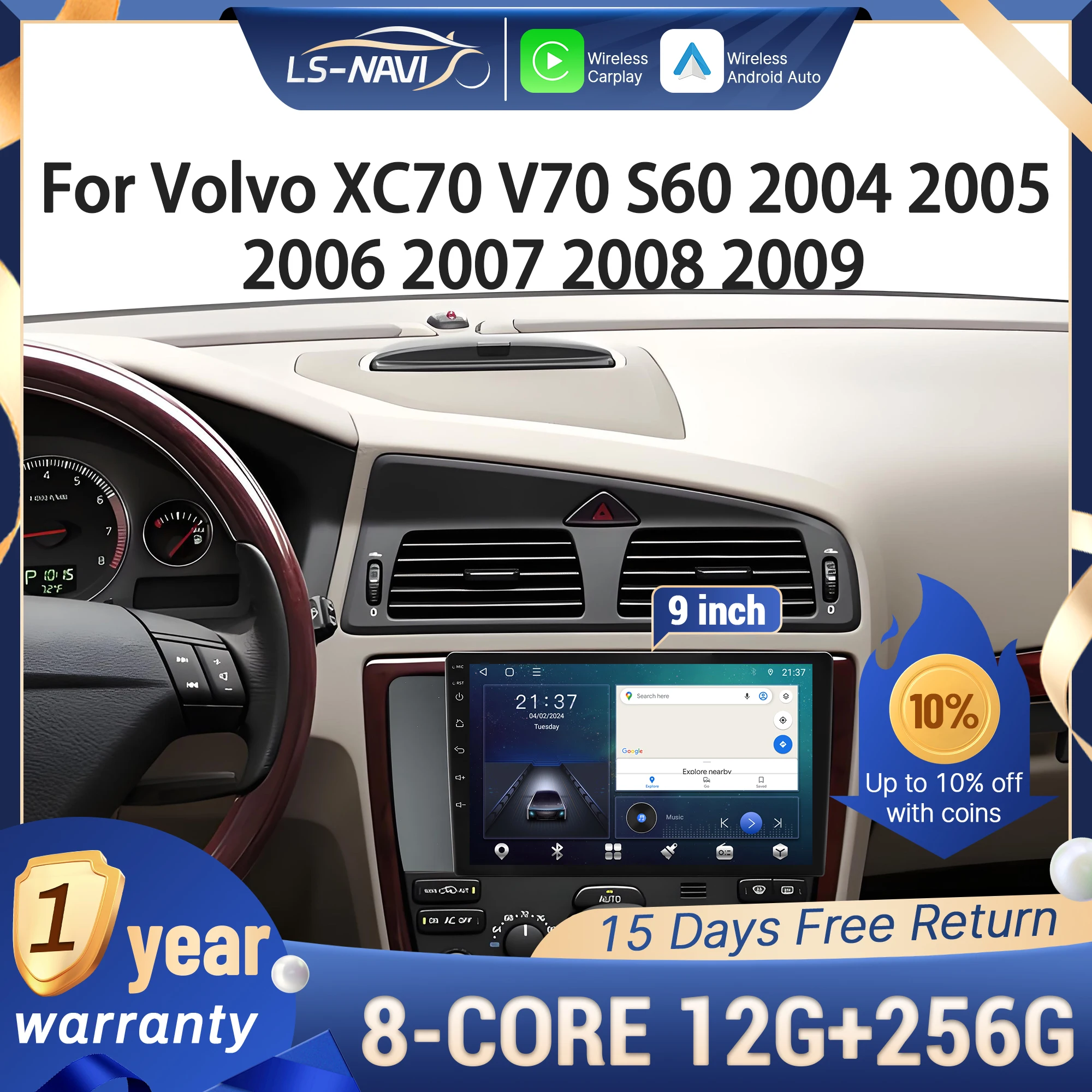 Автомобильный радиоприемник мультимедиа для Volvo XC70 V70 S60 2004 2005 2006 2007 2008 2009, беспроводной Android 14 CarPlay 2K QLED экран
Автомобильный радиоприемник мультимедиа для Volvo XC70 V70 S60 2004 2005 2006 2007 2008 2009, беспроводной Android 14 CarPlay 2K QLED экран