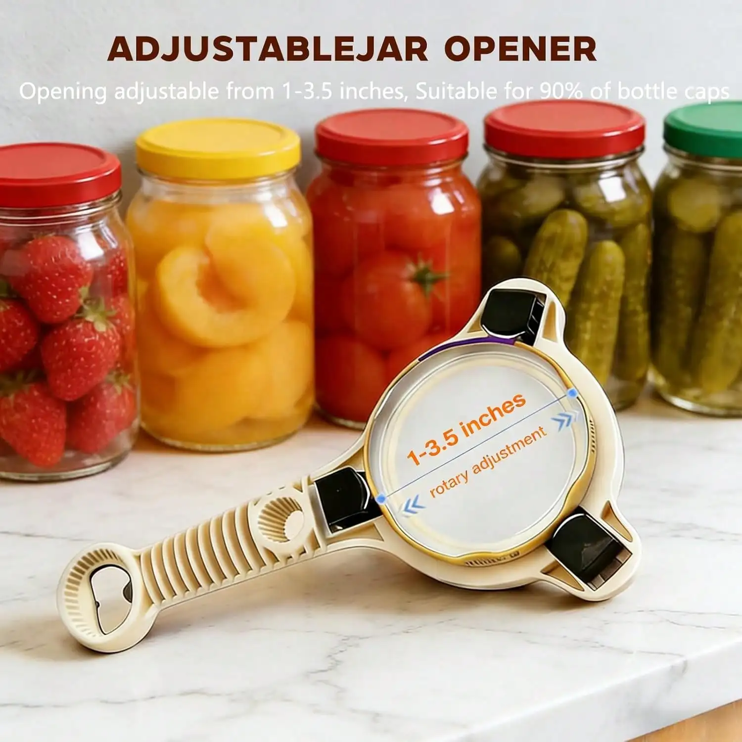 4-In-1 Bottle Opener, Multifunctional Adjustable Can Opener, Suitable People With Weaker Hand Strength-Elderly People With Arthritis, Can Be Used To Open Cans And Bottles.
4-In-1 Bottle Opener, Multifunctional Adjustable Can Opener, Suitable People With Weaker Hand Strength-Elderly People With Arthritis, Can Be Used To Open Cans And Bottles.