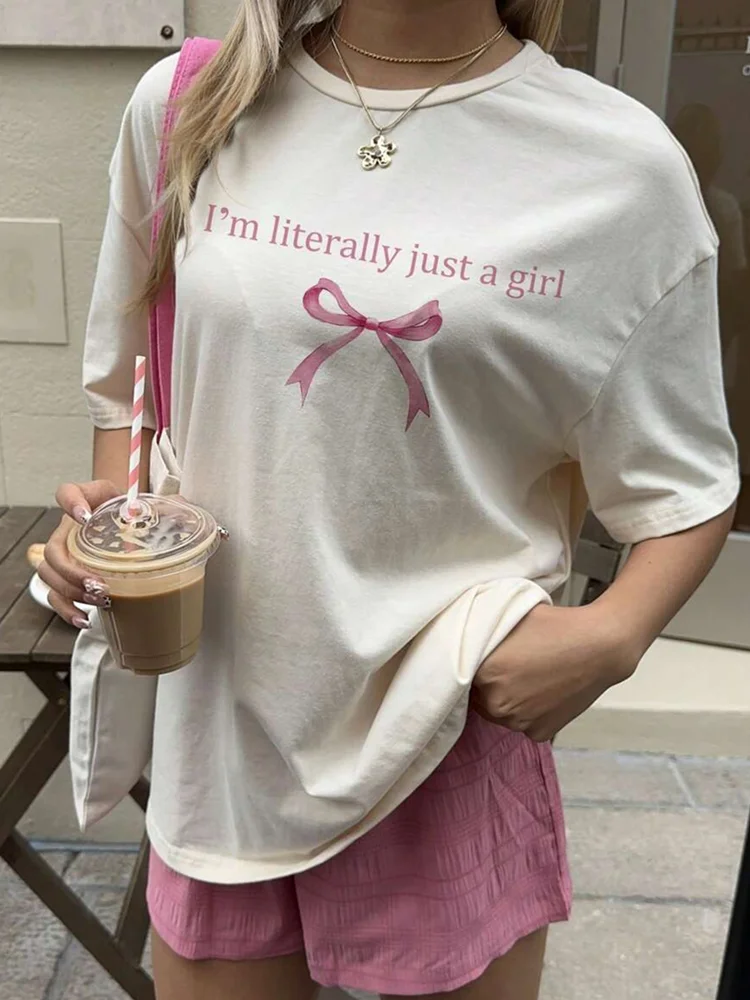 2025 New Summer Y2K T-shirt Women's Round Neck Loose Letter Bow Printed Top Streetwear
2025 New Summer Y2K T-shirt Women's Round Neck Loose Letter Bow Printed Top Streetwear