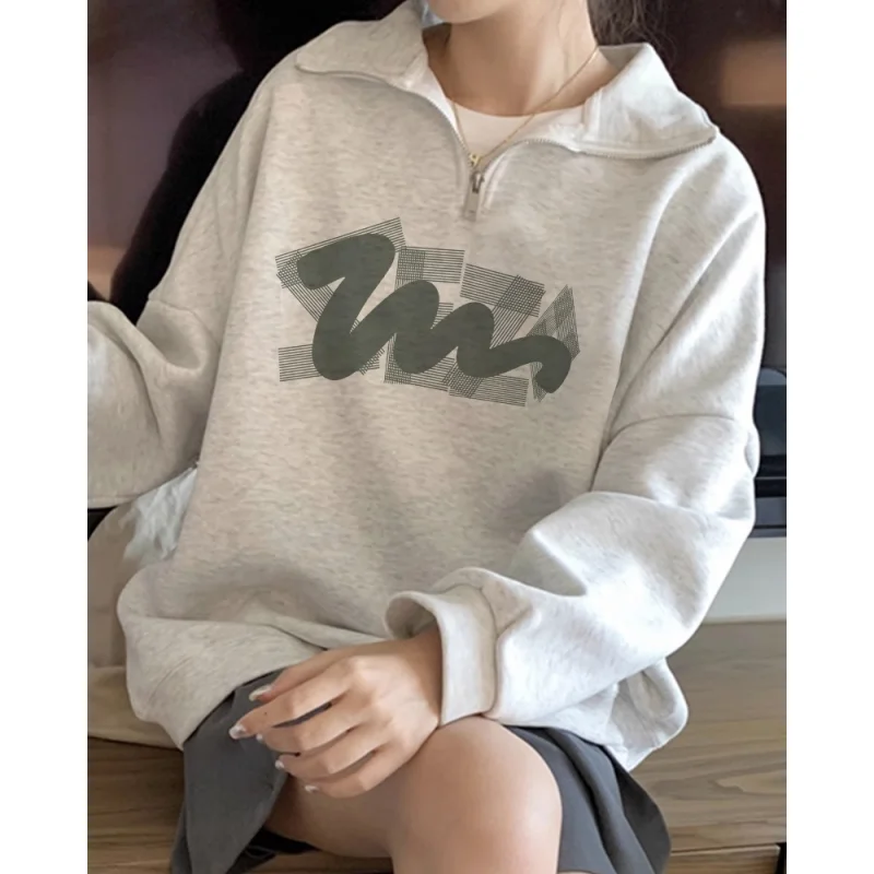 Autumn Women's Clothing Korean Fashion Baggy Flower Grey Pullover Sweatshirt Zipper Lapel Raglan Sleeves Long Sleeves Pullover
Autumn Women's Clothing Korean Fashion Baggy Flower Grey Pullover Sweatshirt Zipper Lapel Raglan Sleeves Long Sleeves Pullover