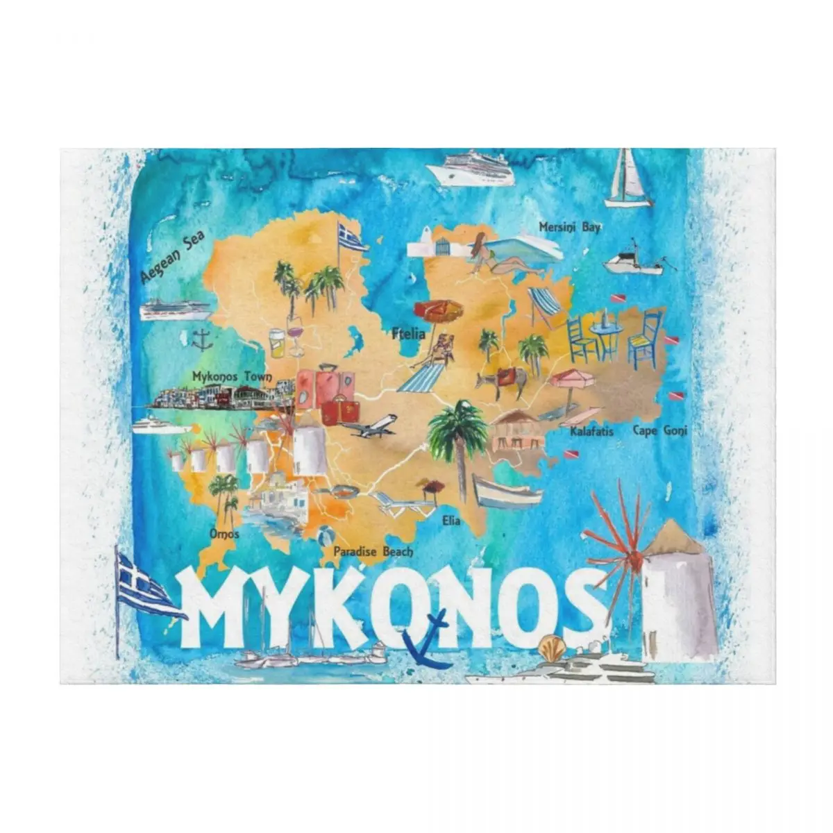 Mykonos Greece Illustrated Map with Main Roads Landmarks and Highlights Throw Blanket Custom Cute Plaid For Baby Blankets
Mykonos Greece Illustrated Map with Main Roads Landmarks and Highlights Throw Blanket Custom Cute Plaid For Baby Blankets