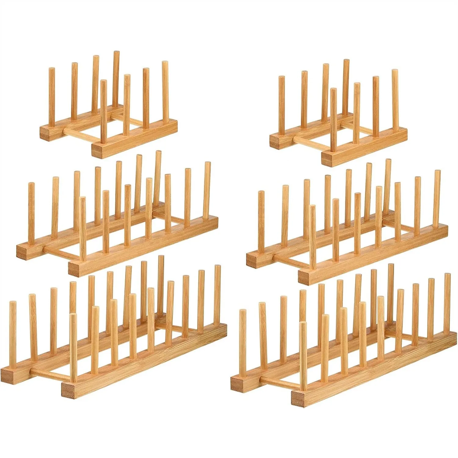 Bamboo Dish Rack Set of 6 - 3/6/8 Slots Wooden Plate Stand for Drying Dishes, Bowls, Cups, and Pot Lids, Kitchen Counter
Bamboo Dish Rack Set of 6 - 3/6/8 Slots Wooden Plate Stand for Drying Dishes, Bowls, Cups, and Pot Lids, Kitchen Counter