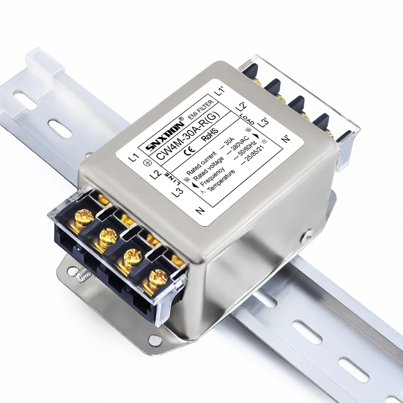 CW4M-30A-R(G) Three-Phase Four-Wire EMI Filter Rail-Mounted 380VAC Servo And Inverter Input Filter 3A 6A 10A 20A 30A
CW4M-30A-R(G) Three-Phase Four-Wire EMI Filter Rail-Mounted 380VAC Servo And Inverter Input Filter 3A 6A 10A 20A 30A