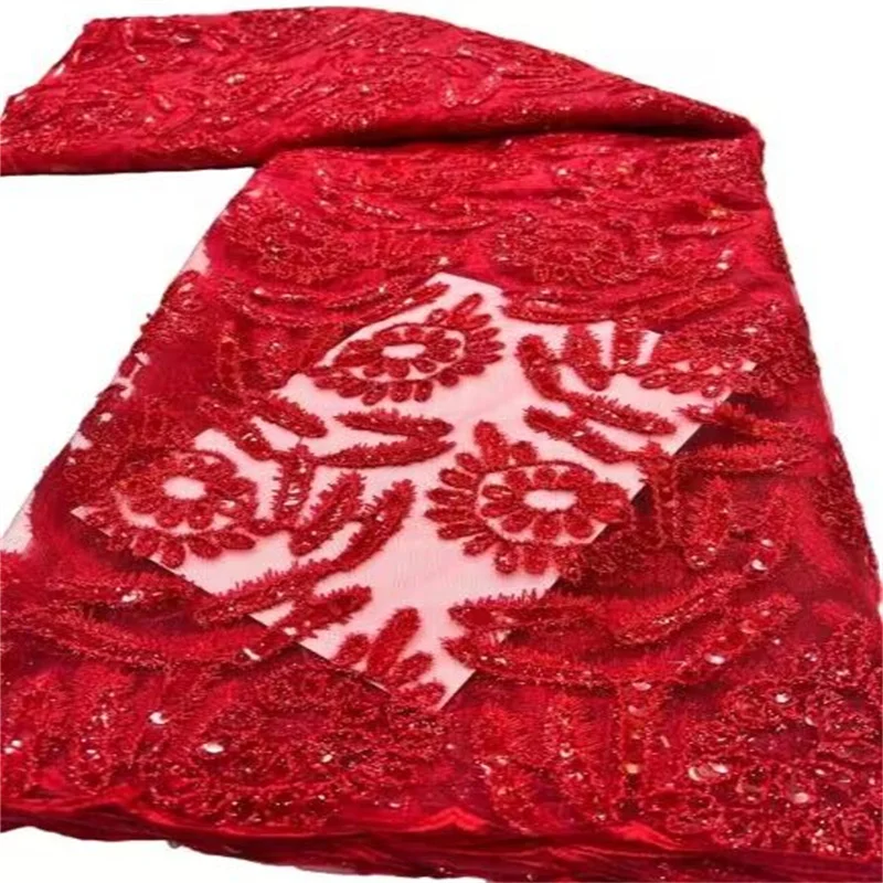 Pink Latest African Net Lace Fabric 5Yards Red Lace Material Embroidery Tulle French Mesh Lace Fabric With Sequins For Wedding
Pink Latest African Net Lace Fabric 5Yards Red Lace Material Embroidery Tulle French Mesh Lace Fabric With Sequins For Wedding