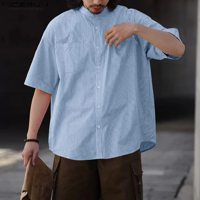 INCERUN Summer Men Plaid Shirt Stand Collar Short Sleeve Loose Casual Men Clothing Pockets Streetwear 2025 Fashion Male Shirts
INCERUN Summer Men Plaid Shirt Stand Collar Short Sleeve Loose Casual Men Clothing Pockets Streetwear 2025 Fashion Male Shirts