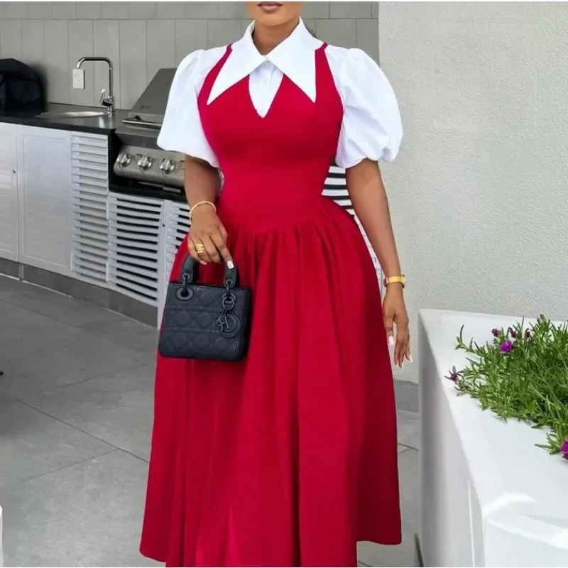 Women's Shirt Dress Autumn Short Puff Sleeve Solid Color Oversized Lapel Collar High Waist Slim A Line Dress Fake Two Pieces
Women's Shirt Dress Autumn Short Puff Sleeve Solid Color Oversized Lapel Collar High Waist Slim A Line Dress Fake Two Pieces