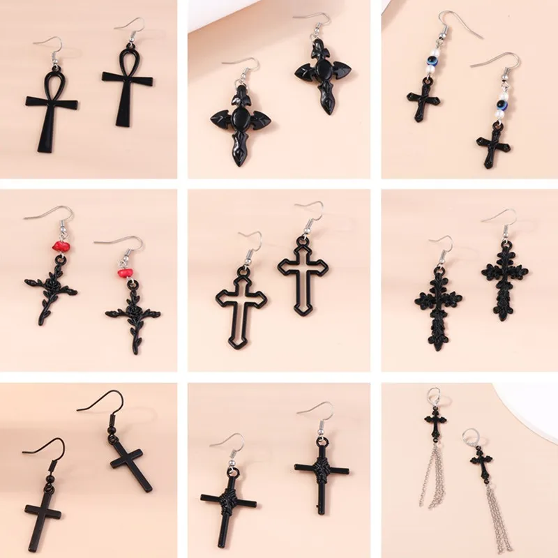 Hot Black Steampunk Cross Drop Earrings for Women Gothic Personality Dangle Hooks Earrings Girls Party Holiday Jewelry Gifts
Hot Black Steampunk Cross Drop Earrings for Women Gothic Personality Dangle Hooks Earrings Girls Party Holiday Jewelry Gifts