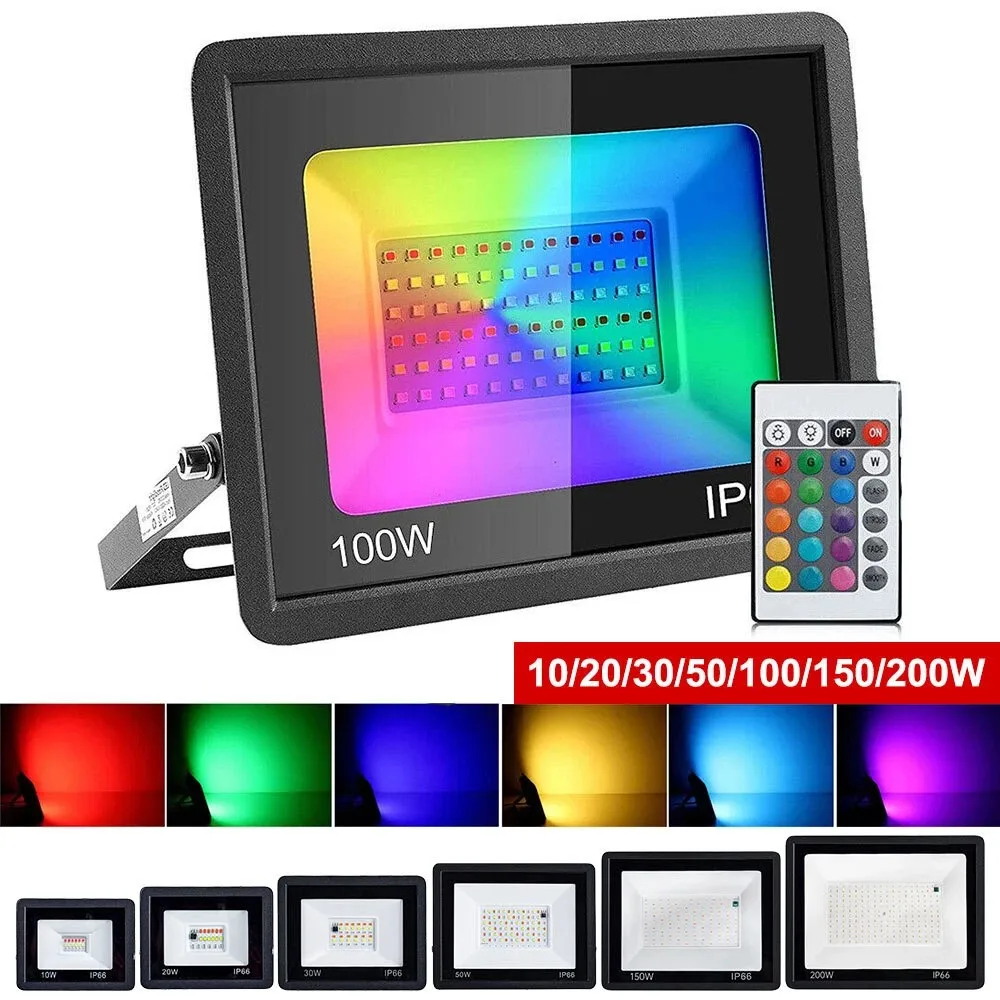 RGB LED Flood Light 10W/30W/50W/100W IP65 Waterproof Outdoor Color Changing Spotlight for Outdoor Garden Party Stage Building
RGB LED Flood Light 10W/30W/50W/100W IP65 Waterproof Outdoor Color Changing Spotlight for Outdoor Garden Party Stage Building