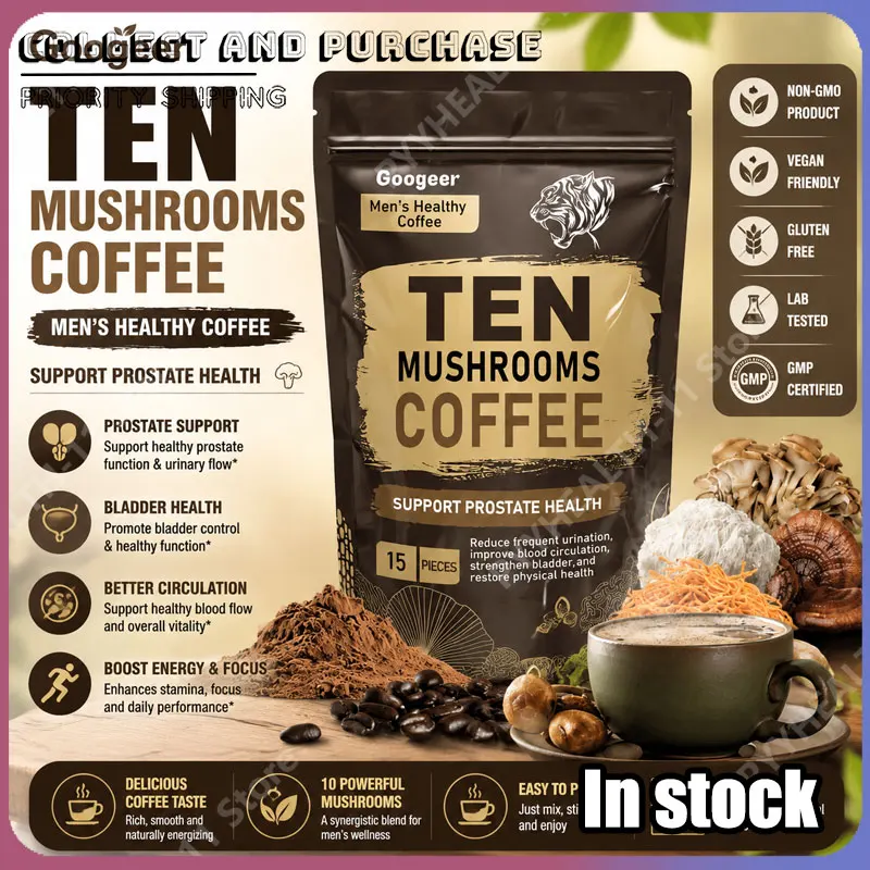 Mushroom Powder Supplement with 10 Mushroom Blend Men's Healthy Mushrooms Coffee Powder Daily Nutrition and Energy Support
Mushroom Powder Supplement with 10 Mushroom Blend Men's Healthy Mushrooms Coffee Powder Daily Nutrition and Energy Support