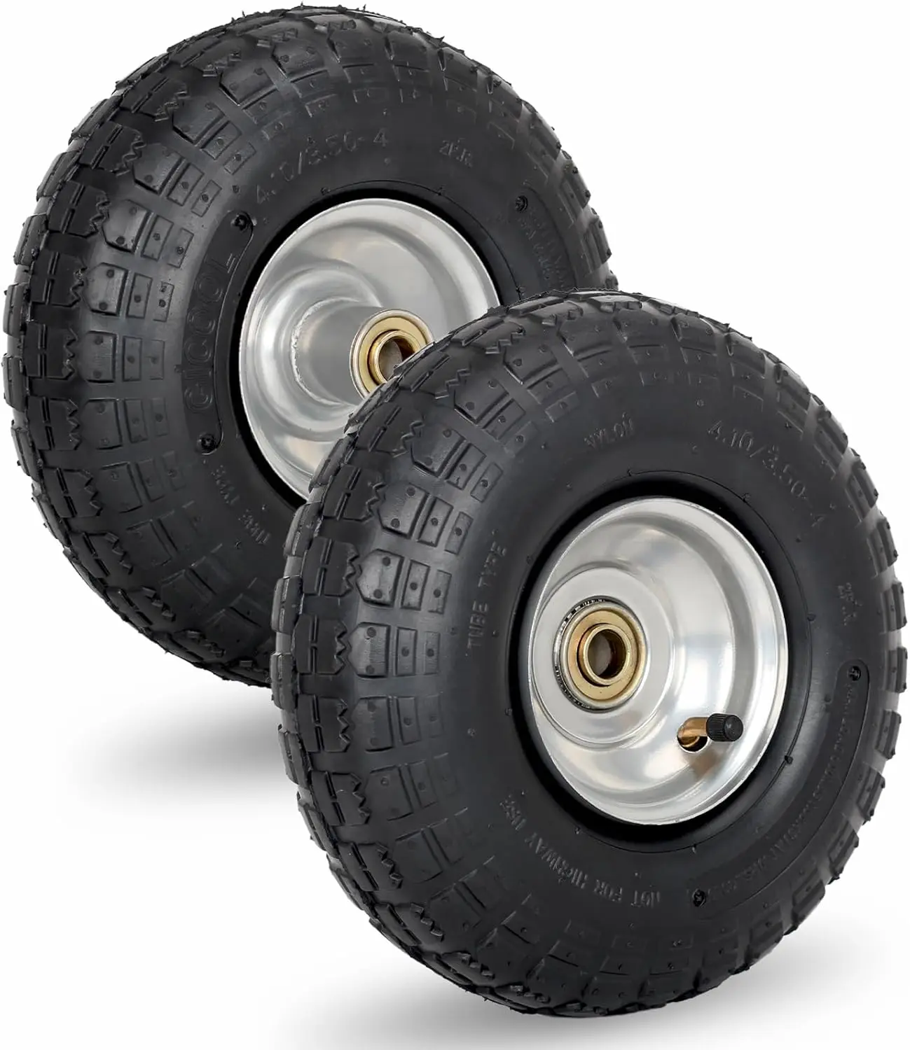 10" Pneumatic Tire & Wheel 2-Pack, 4.10/3.50-4, 2.2" Offset Hub, 5/8" Axle, Sealed Bearings for Hand Truck
10" Pneumatic Tire & Wheel 2-Pack, 4.10/3.50-4, 2.2" Offset Hub, 5/8" Axle, Sealed Bearings for Hand Truck