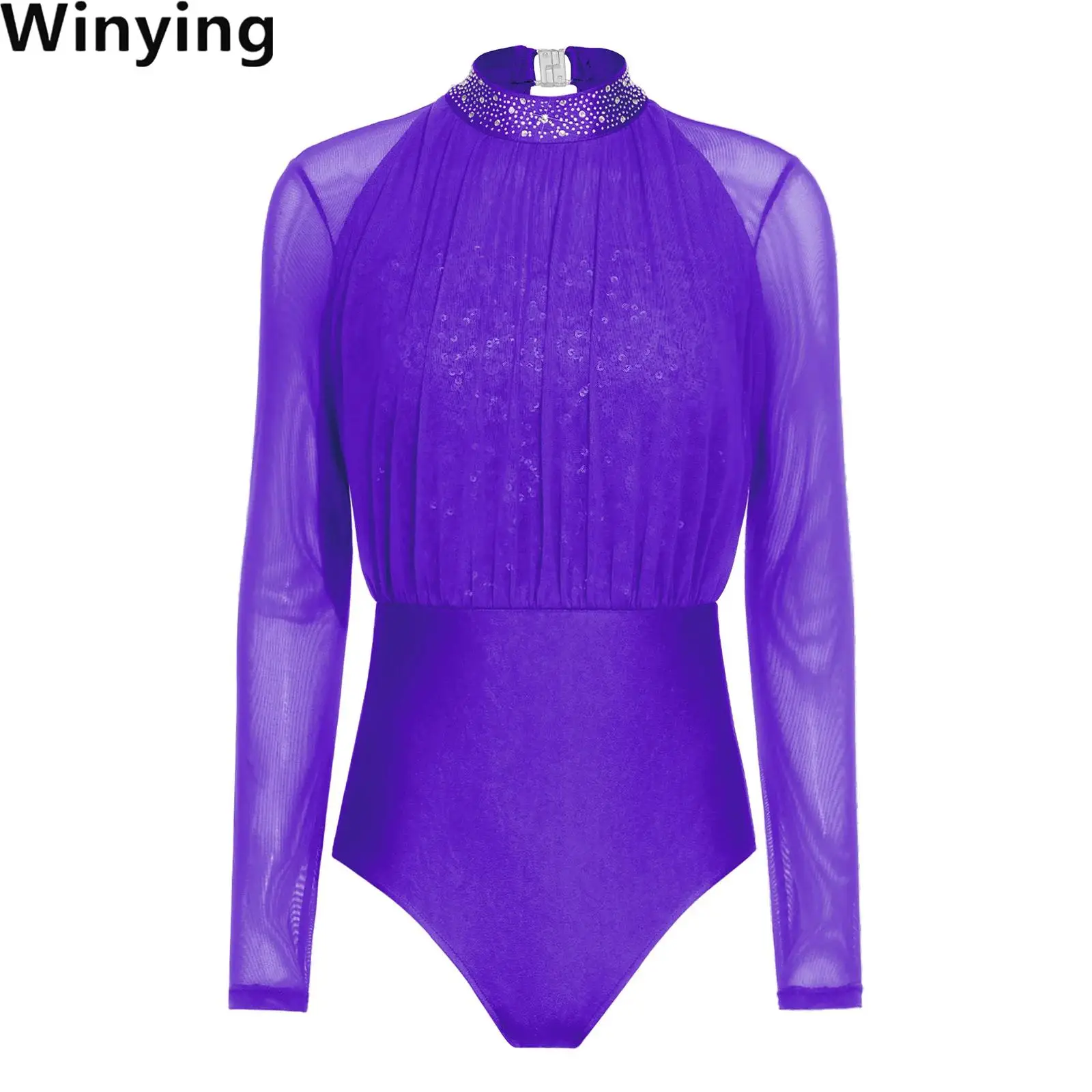 Women Figure Skating Jazz Ballet Leotards Jumpsuits Long Sleeve Mesh Overlay Buttoned Crotch Sequin Bodice Bodysuit Dancewear
Women Figure Skating Jazz Ballet Leotards Jumpsuits Long Sleeve Mesh Overlay Buttoned Crotch Sequin Bodice Bodysuit Dancewear