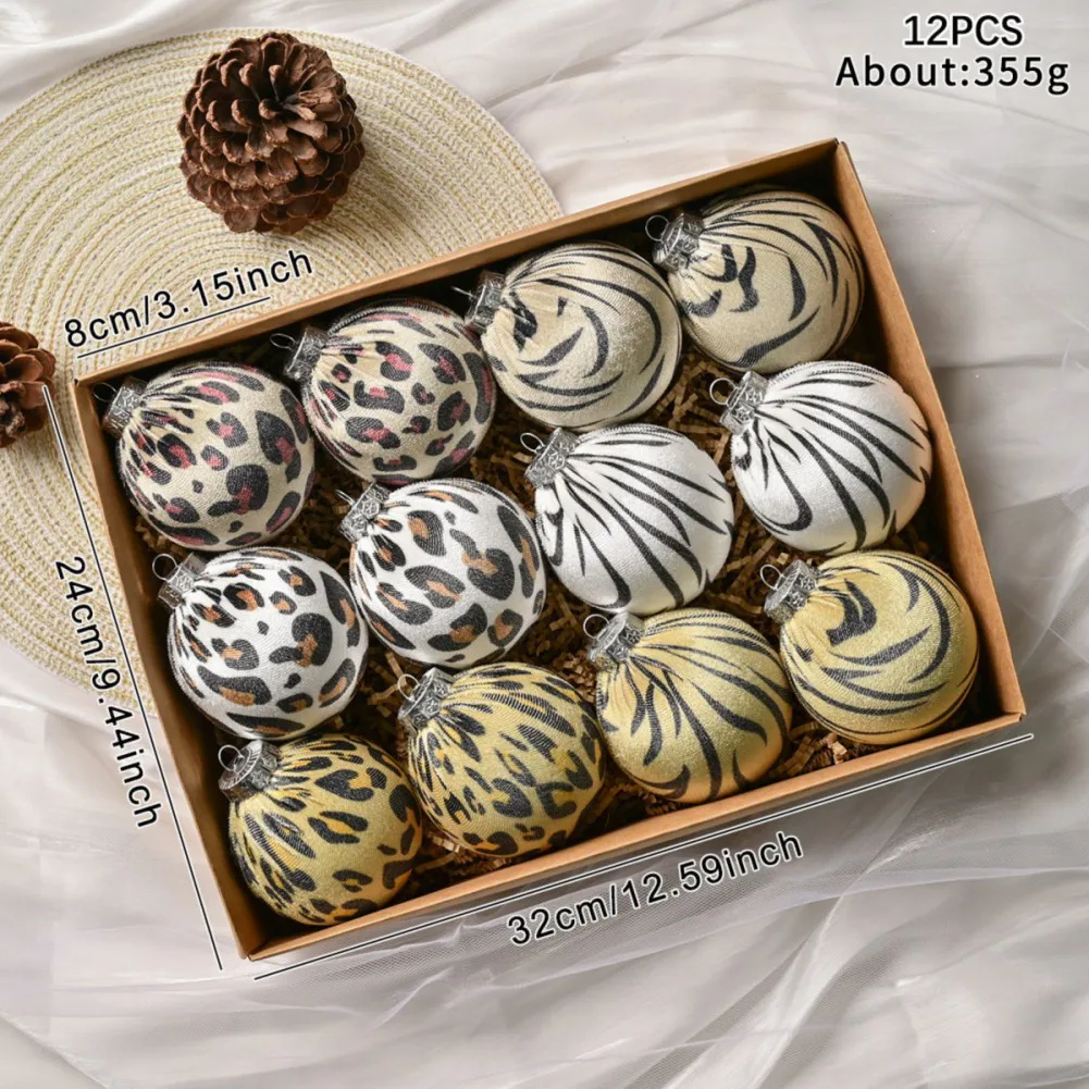 12PCS Christmas Ball Ornament Leopard Christmas Fabric Wrapped Balls for Home Decor Xmas Tree Birthday Party Hanging Decorations
12PCS Christmas Ball Ornament Leopard Christmas Fabric Wrapped Balls for Home Decor Xmas Tree Birthday Party Hanging Decorations