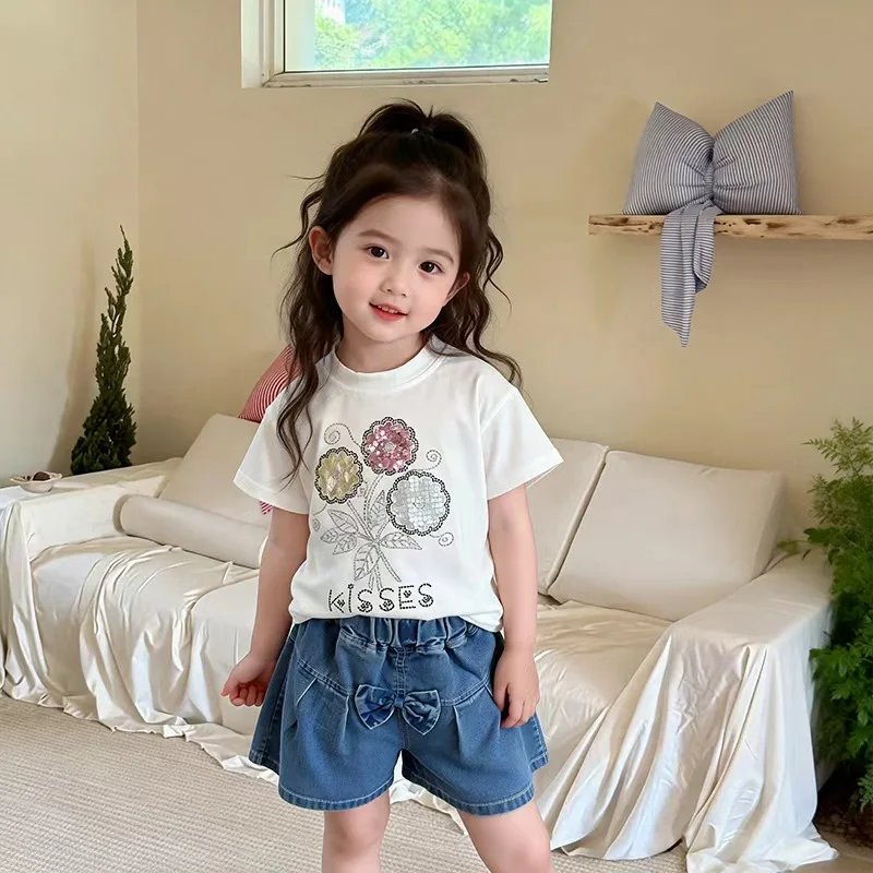 Summer Toddler Baby Girls Cotton Stylish Sequin Crystal Inlay T-Shirt+Jeans Shorts Set Kids 2PCS Tracksuit Children Outfit 1-6Yr
Summer Toddler Baby Girls Cotton Stylish Sequin Crystal Inlay T-Shirt+Jeans Shorts Set Kids 2PCS Tracksuit Children Outfit 1-6Yr