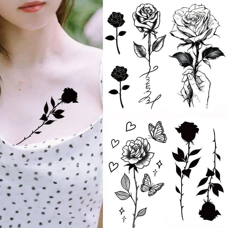 Tattoo Stickers Black Rose Flower Romantic Plant Fake Tatto for Women Men Waterproof Temporary Party Festival Makeup Body Art
Tattoo Stickers Black Rose Flower Romantic Plant Fake Tatto for Women Men Waterproof Temporary Party Festival Makeup Body Art
