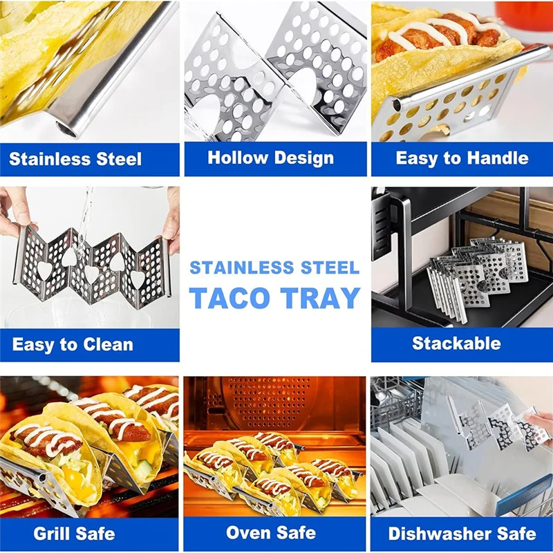 【CLEARANCE】Taco Holders Set Of 6, Stainless Steel Taco Holder Stand, Stylish Taco Shell Holders, Each Metal Taco Stands For 3 Ta
【CLEARANCE】Taco Holders Set Of 6, Stainless Steel Taco Holder Stand, Stylish Taco Shell Holders, Each Metal Taco Stands For 3 Ta