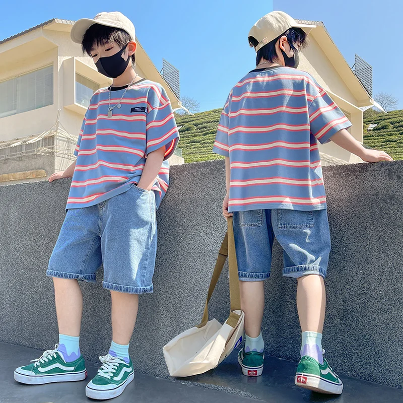 2026 Summer Boy Clothing Set Child Casual Cotton Stripe T-shirt & Denim Shorts 2 Piece Suit Teenage Kids Luxury Clothes Costume
2026 Summer Boy Clothing Set Child Casual Cotton Stripe T-shirt & Denim Shorts 2 Piece Suit Teenage Kids Luxury Clothes Costume