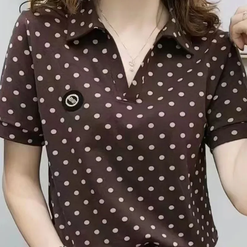 Women's Tee T-shirt Short Sleeve Summer Letter Turn-down Collar Pullover Solid Polka Dot Embroidery Polo Casual Plus Size Tops
Women's Tee T-shirt Short Sleeve Summer Letter Turn-down Collar Pullover Solid Polka Dot Embroidery Polo Casual Plus Size Tops