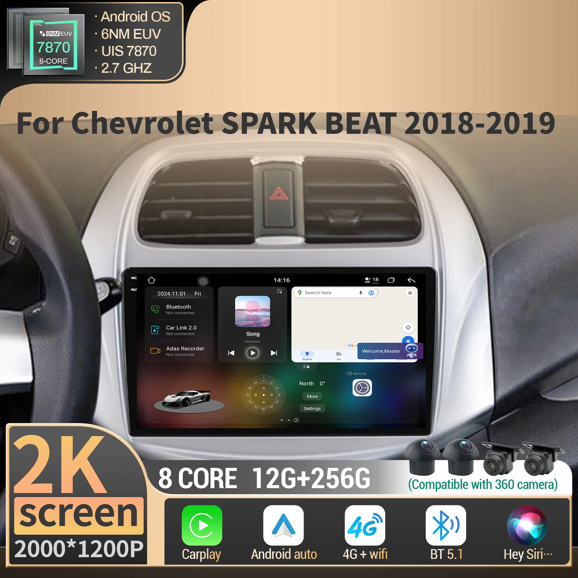 For Chevrolet SPARK BEAT 2018-2019 Car Radio Multimedia Navigation Wireless BT Carplay Android 4G GPS CPU 7870 2K QLED Screen
For Chevrolet SPARK BEAT 2018-2019 Car Radio Multimedia Navigation Wireless BT Carplay Android 4G GPS CPU 7870 2K QLED Screen