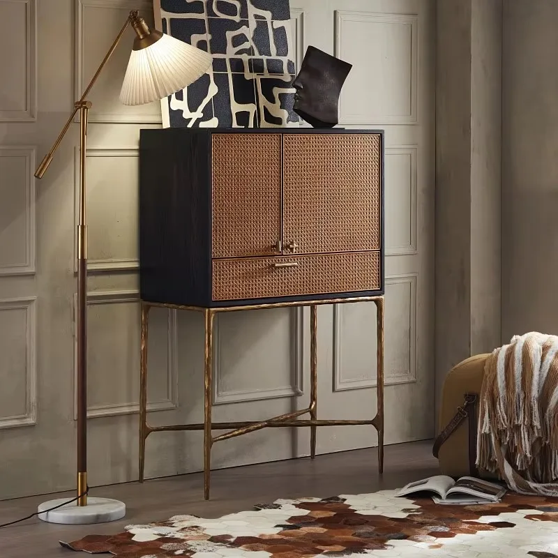 Furniture hand-forged wrought iron wine cabinet light luxury medium antique storage rattan high cabinet
Furniture hand-forged wrought iron wine cabinet light luxury medium antique storage rattan high cabinet