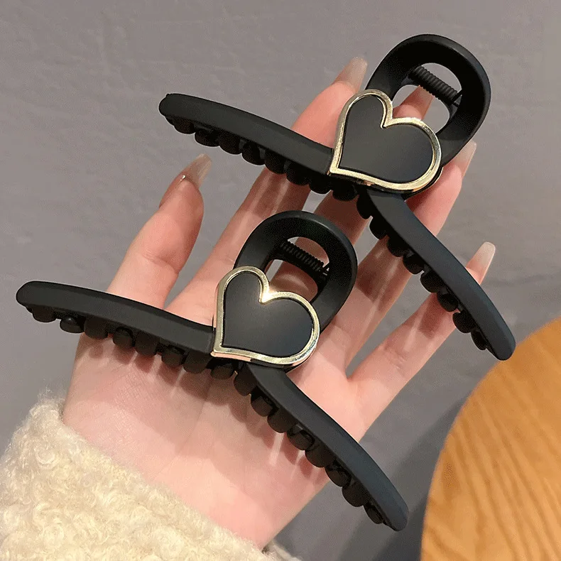 Matte Black Heart Shark Hair Claw Clip Large Premium Simple Elegant Daily Use for Women Back Head
Matte Black Heart Shark Hair Claw Clip Large Premium Simple Elegant Daily Use for Women Back Head