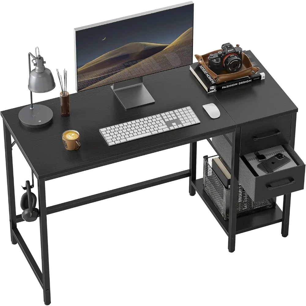 Computer Home Office Desk with Drawers, 47 Inch Small Desk Study Writing Table, Modern Simple PC Desk, Black 
Computer Home Office Desk with Drawers, 47 Inch Small Desk Study Writing Table, Modern Simple PC Desk, Black
