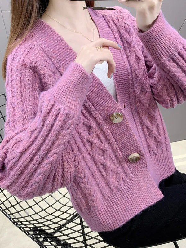 Новый женский вязаный свитер-кардиган с V-образным вырезом в корейском стиле, свободный укороченный топ, универсальный ретро-кардиган на осень-зиму
Новый женский вязаный свитер-кардиган с V-образным вырезом в корейском стиле, свободный укороченный топ, универсальный ретро-кардиган на осень-зиму