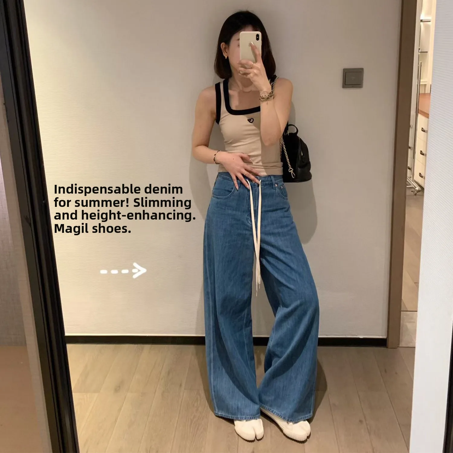 High Waist Drawstring Wide Leg Casual Straight Jeans Women's Loose Long Pants Spring Summer Fashion Casual Style Water Wash
High Waist Drawstring Wide Leg Casual Straight Jeans Women's Loose Long Pants Spring Summer Fashion Casual Style Water Wash