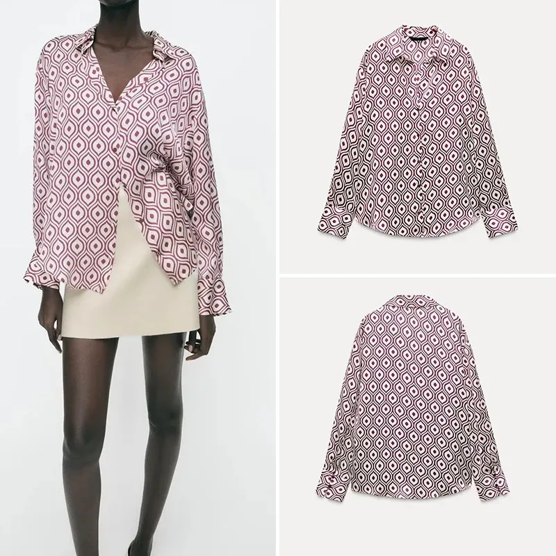 Spring 2025 Women's Geometric Pattern Long Sve Silk Satin Feel irt Z Polyester Fiber Ladies Premium irt
Spring 2025 Women's Geometric Pattern Long Sve Silk Satin Feel irt Z Polyester Fiber Ladies Premium irt