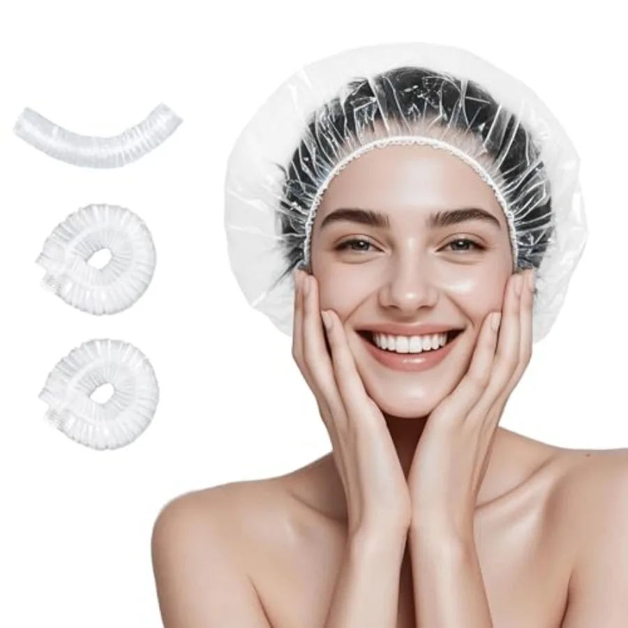 Disposable Shower Caps, 100 Pack - 18.1" Large Thick Waterproof Elastic Bath Caps, Clear Plastic Hair Covers for Women Home Tra
Disposable Shower Caps, 100 Pack - 18.1" Large Thick Waterproof Elastic Bath Caps, Clear Plastic Hair Covers for Women Home Tra