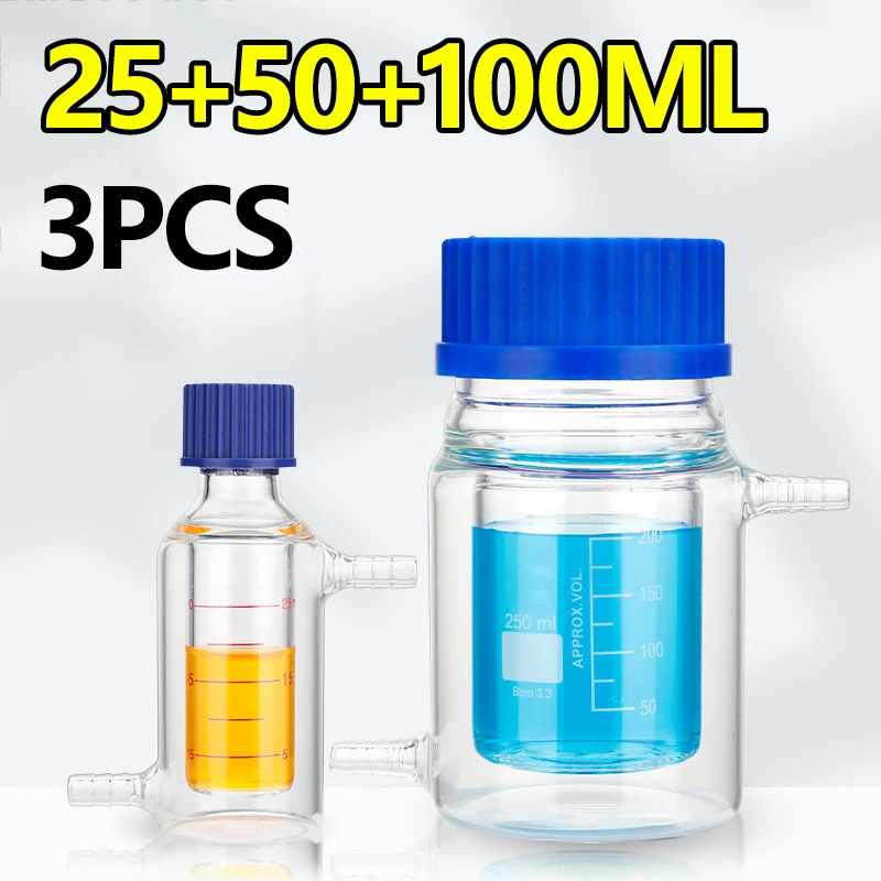 3 pieces double-layer jacketed reagent bottles GL25 GL32 GL45 screw-top flat bottom water bath bottle 25ml+50ml+100ml
3 pieces double-layer jacketed reagent bottles GL25 GL32 GL45 screw-top flat bottom water bath bottle 25ml+50ml+100ml