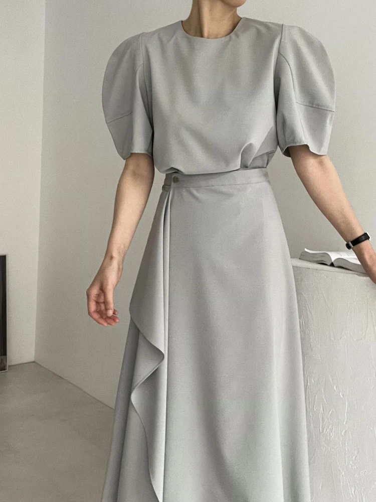 Slimming High Waist f Skirt Set Women's Chic round Ne Bubble Sve Top And Skirt Two Piece Set Summer Faion Ensemble
Slimming High Waist f Skirt Set Women's Chic round Ne Bubble Sve Top And Skirt Two Piece Set Summer Faion Ensemble