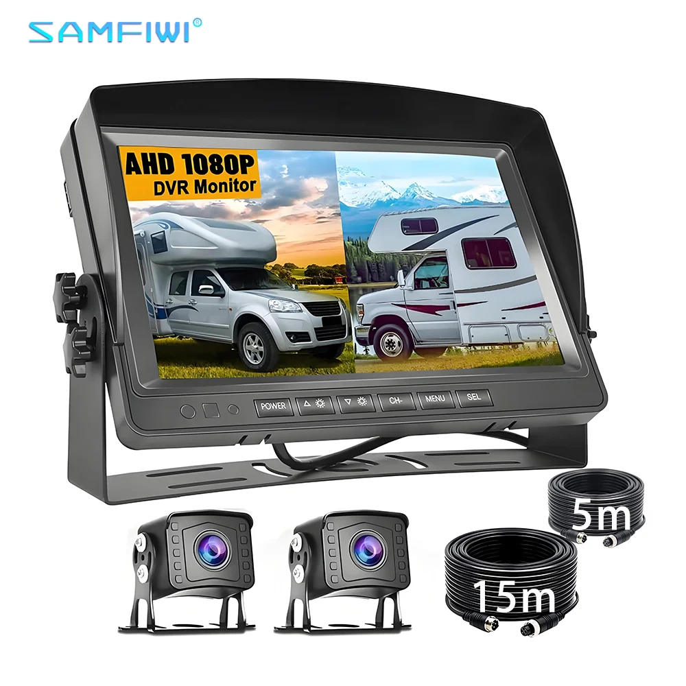 7" DVR Car Monitor Dual Backup Camera Kit 1080P HD Night Vision IP69 Waterproof 2 Split Screen Front Rear View Cam for Truck Bus
7" DVR Car Monitor Dual Backup Camera Kit 1080P HD Night Vision IP69 Waterproof 2 Split Screen Front Rear View Cam for Truck Bus