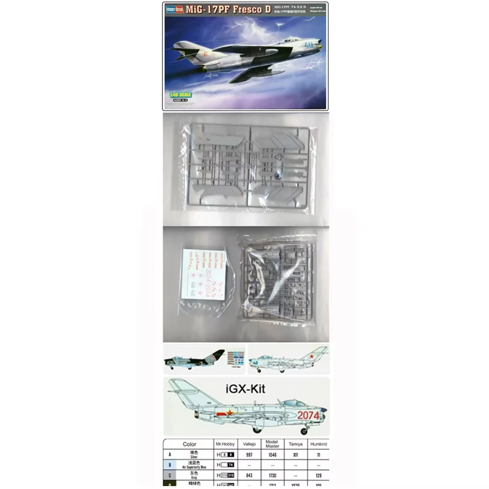 HobbyBoss 80336 1/48 Scale PLA MIG17 MiG-17PF Fresco D Fighter Plane Aircraft Plastic Assembly Model Building Kit
HobbyBoss 80336 1/48 Scale PLA MIG17 MiG-17PF Fresco D Fighter Plane Aircraft Plastic Assembly Model Building Kit