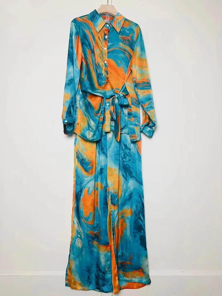 2025 Spring Women's Retro Geometric Printed Lace up Waist Long Sleeve Shirt Two Piece Set+Elastic Waist Loose Wide Leg Pants Set
2025 Spring Women's Retro Geometric Printed Lace up Waist Long Sleeve Shirt Two Piece Set+Elastic Waist Loose Wide Leg Pants Set