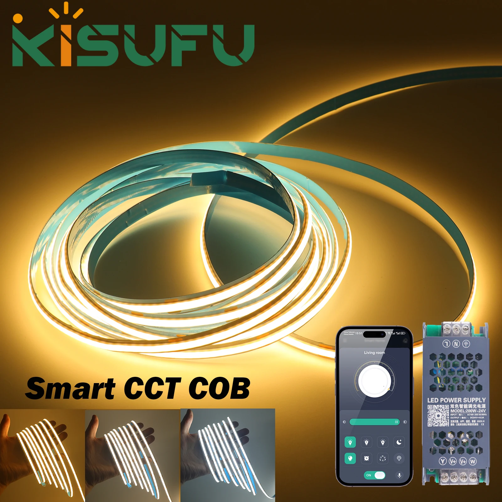 24V CCT Intelligent COB LED Strip Light 576LEDs/M Dimmable Flexible Adhesive Ribbon Light 0.5M 5M 10M Linear Lighting Home Decor
24V CCT Intelligent COB LED Strip Light 576LEDs/M Dimmable Flexible Adhesive Ribbon Light 0.5M 5M 10M Linear Lighting Home Decor