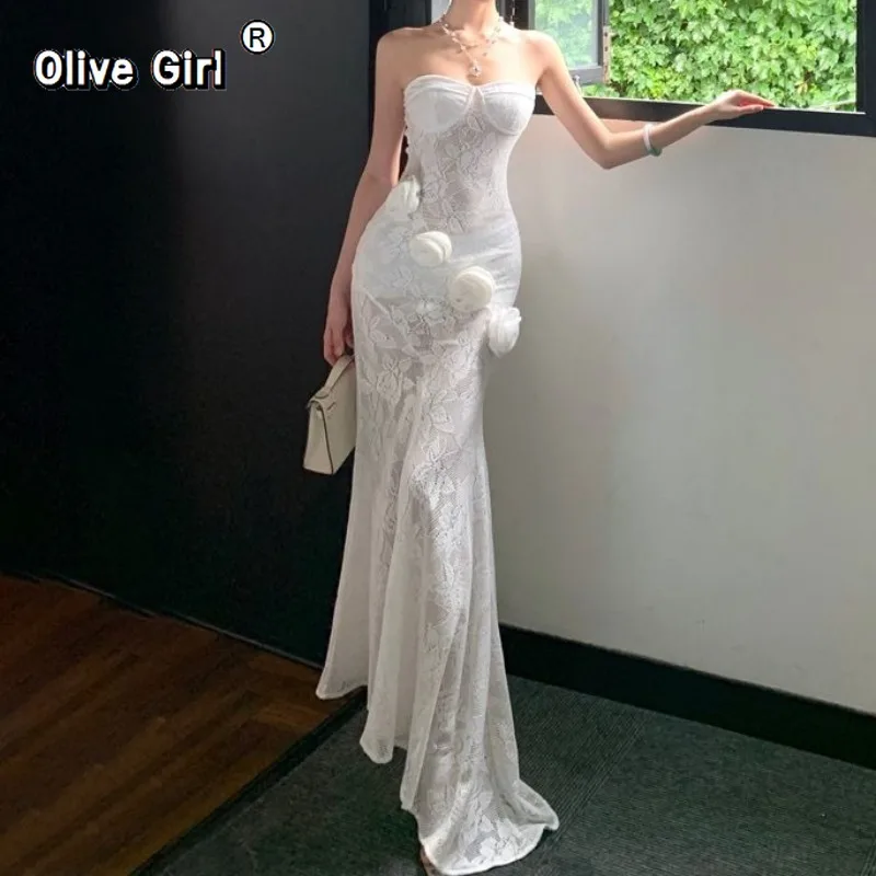 Olivegirl 3D Rose Blossoms Strapless Sexy Dress Elegant Sweet Long Dress Black Lace Evening Dress Female Exquisite Atmosphere
Olivegirl 3D Rose Blossoms Strapless Sexy Dress Elegant Sweet Long Dress Black Lace Evening Dress Female Exquisite Atmosphere