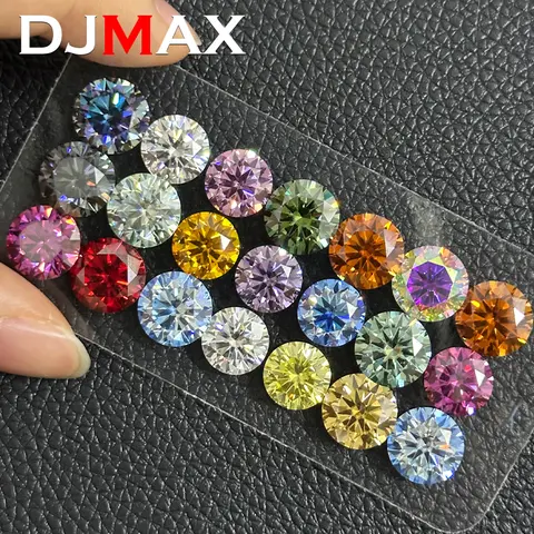 DJMAX 0.1-10ct Pink/ Red /Yellow/ Blue /Green /Purple Moissanite Loose Stone Excellent Cut 3-14mm Original Moissanite Diamond