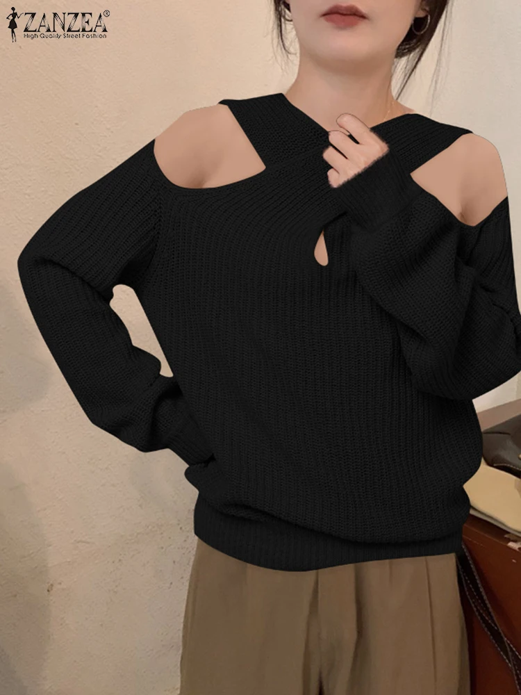 ZANZEA 2025 Autumn Sexy Halter Knitted Sweaters Women Fashion Pullover Winter Elegant Long Sleeve Solid Color Jumpers Casual Top
ZANZEA 2025 Autumn Sexy Halter Knitted Sweaters Women Fashion Pullover Winter Elegant Long Sleeve Solid Color Jumpers Casual Top