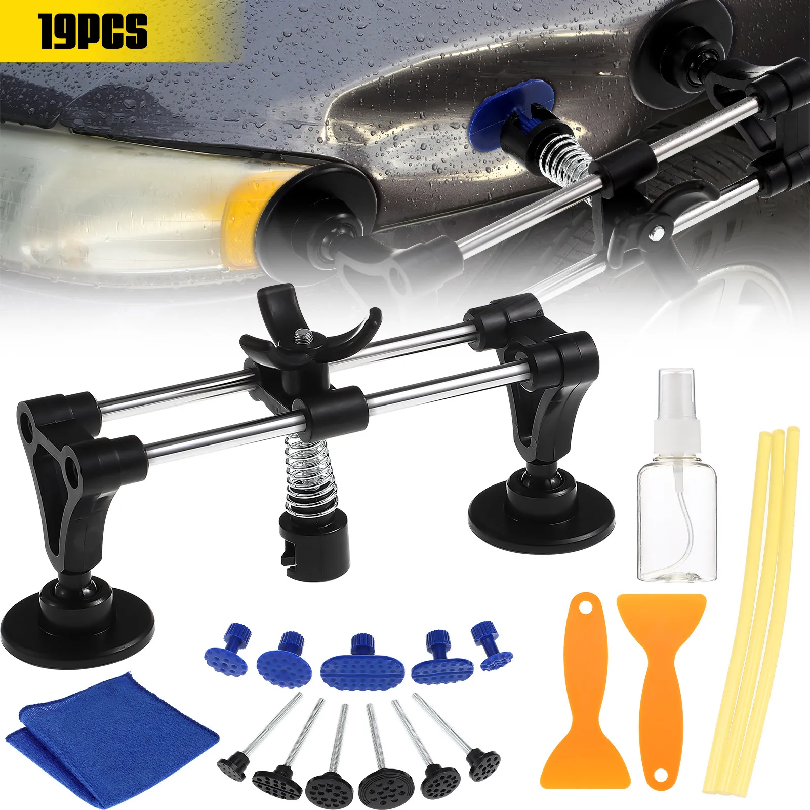 Double Pole Bridge Dent Puller Kit Car Repair Tool Set with Puller Tabs Glue Shovels Spray Bottle Stainless Steel ABS for Auto
Double Pole Bridge Dent Puller Kit Car Repair Tool Set with Puller Tabs Glue Shovels Spray Bottle Stainless Steel ABS for Auto