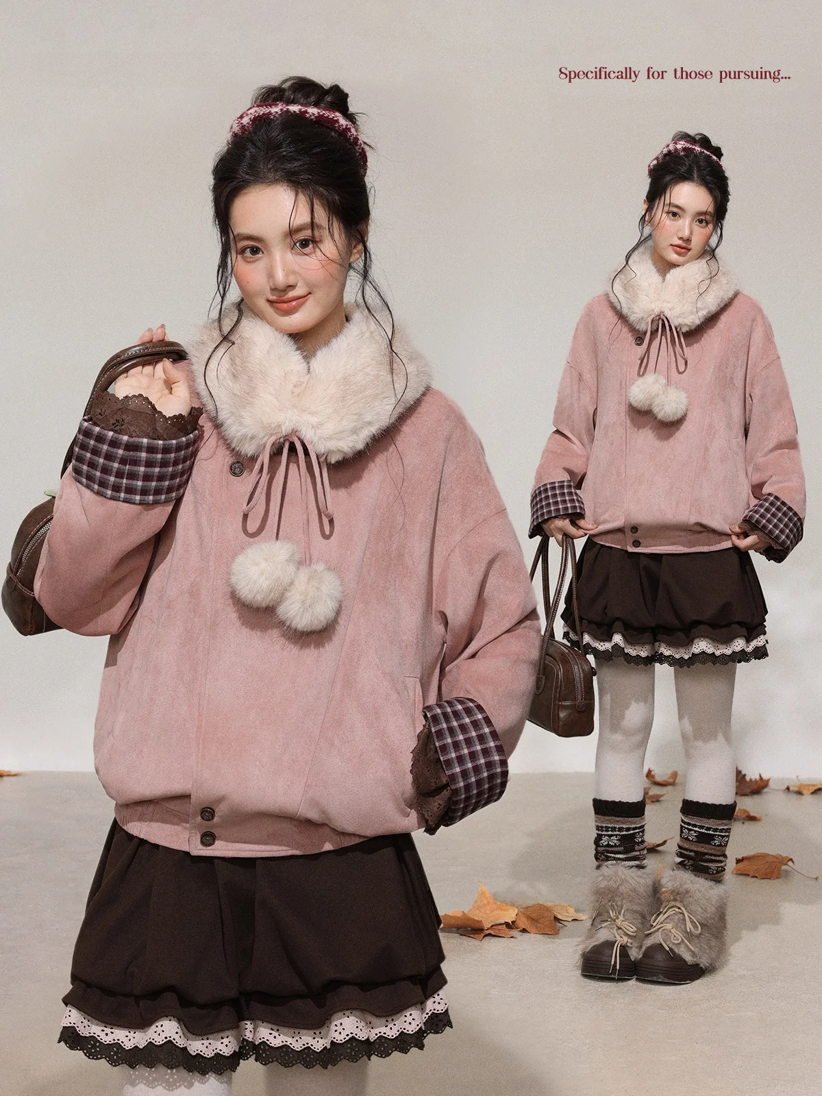 Lightweight Short Plaid Sleeve Cuff Jacket 'Misty Powder Gauze' Early Spring plus Size Casual Style High Waist A-Line Skirt
Lightweight Short Plaid Sleeve Cuff Jacket 'Misty Powder Gauze' Early Spring plus Size Casual Style High Waist A-Line Skirt