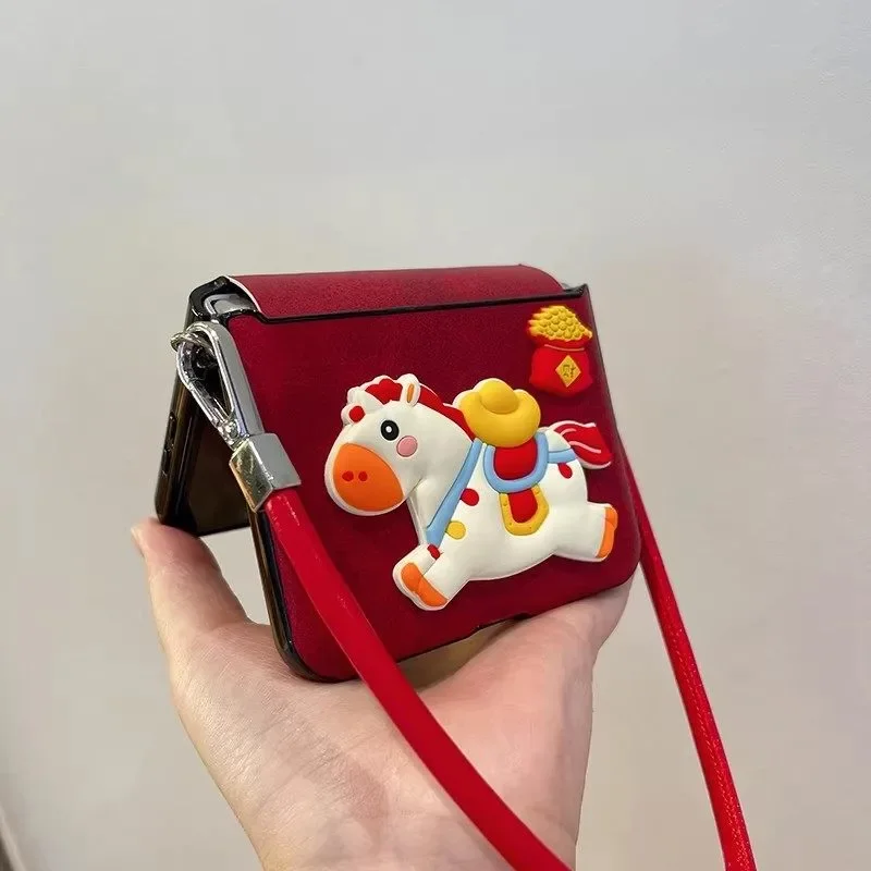 Red Leather Horse Pattern Phone Case for Samsung Z Flip 7 zflip6 5 4 Oppofindn2 n3flip/Xiaomi mix flip 2 cover Cute Ponny
Red Leather Horse Pattern Phone Case for Samsung Z Flip 7 zflip6 5 4 Oppofindn2 n3flip/Xiaomi mix flip 2 cover Cute Ponny