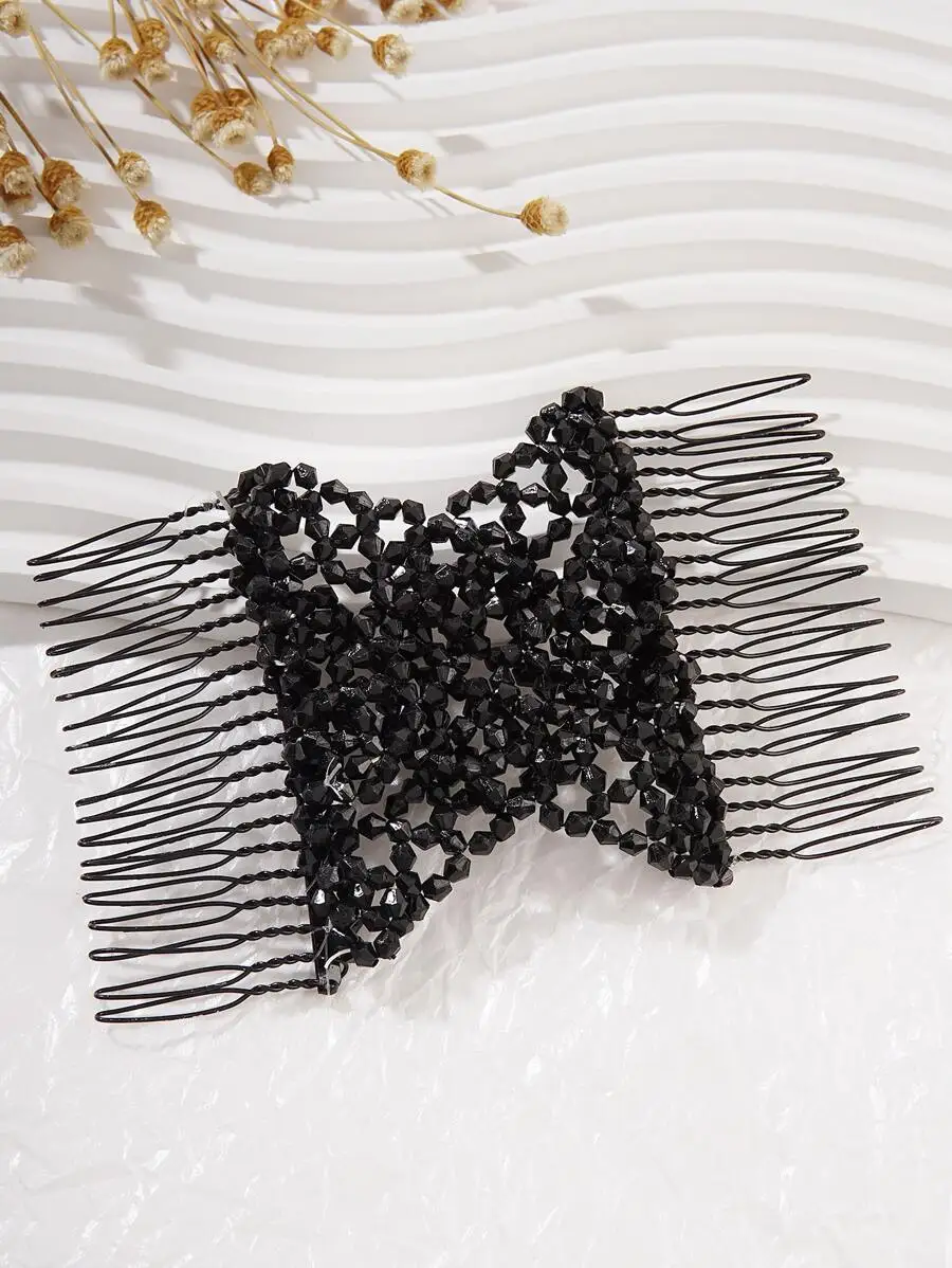 Black Beaded Rhinestone Double Row Hair Comb For Women Wedding Party Accessories
Black Beaded Rhinestone Double Row Hair Comb For Women Wedding Party Accessories
