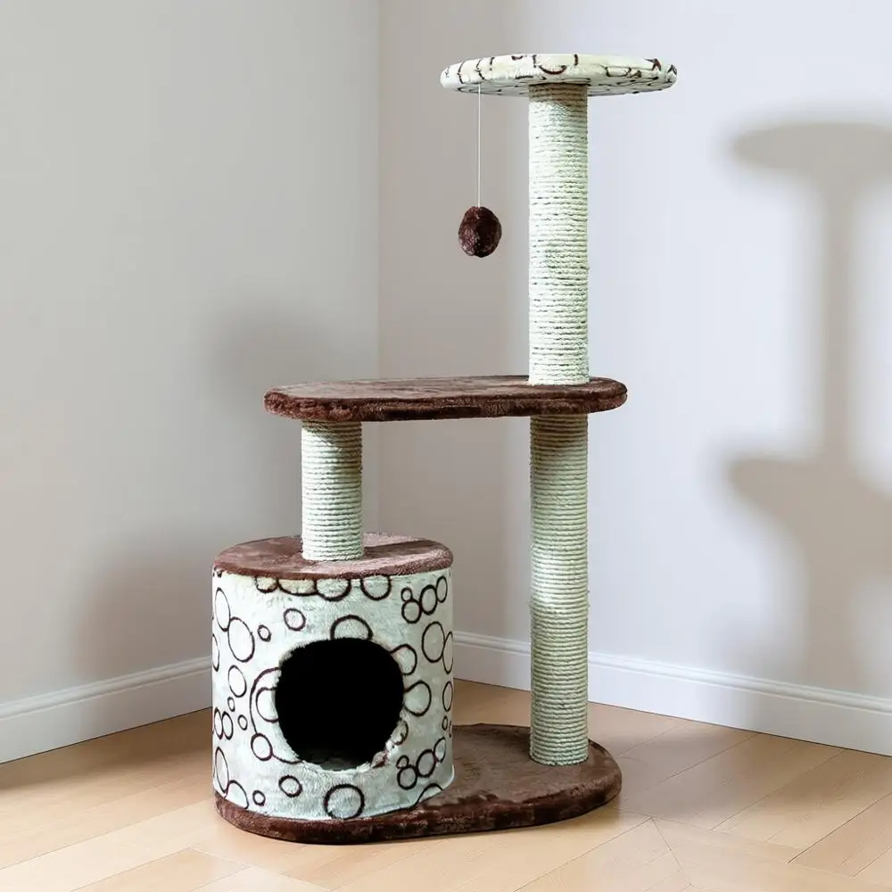 Casta Cat Tree with Condo | 2 Platforms | Dangling Cat Toy, Brown, 21.5 x 13.75 x 37.25 in.
Casta Cat Tree with Condo | 2 Platforms | Dangling Cat Toy, Brown, 21.5 x 13.75 x 37.25 in.