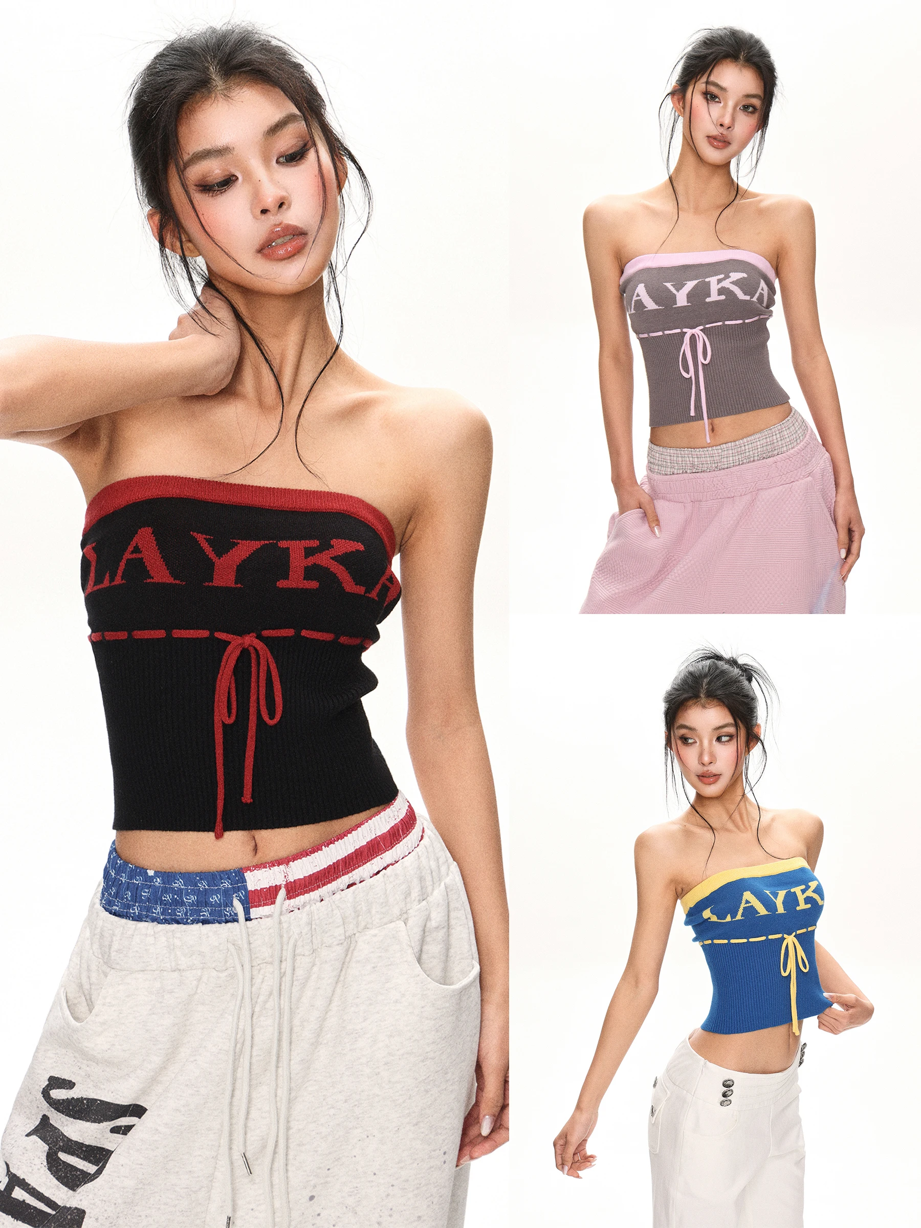 Style American Color Block Tube Top Vest Women Summer Knot Drawstring Design Sensation Outerwear Sleeveless Shirt
Style American Color Block Tube Top Vest Women Summer Knot Drawstring Design Sensation Outerwear Sleeveless Shirt
