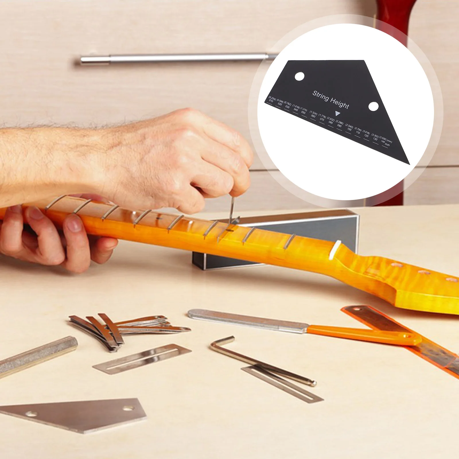 Guitar String Ruler Action Gauge Professional Luthier Tool Adjustment Accessories Electric Maintenance Workbench Measuring
Guitar String Ruler Action Gauge Professional Luthier Tool Adjustment Accessories Electric Maintenance Workbench Measuring